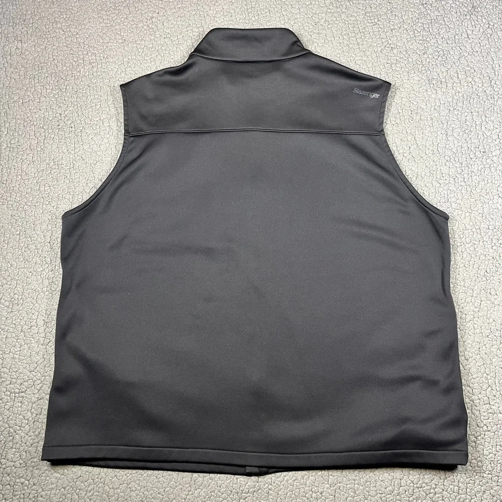 Slazenger Golf Vest Black Blue Fleece Lined Mens Full Zip Size 2XL